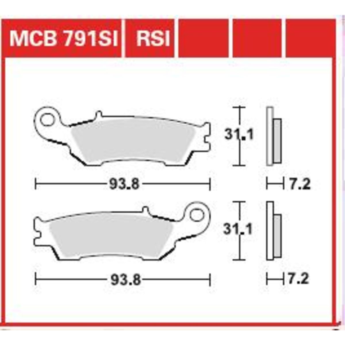Bremsbelagsatz, ohne Straßenzulassung TRW MOTO MCB791RSI