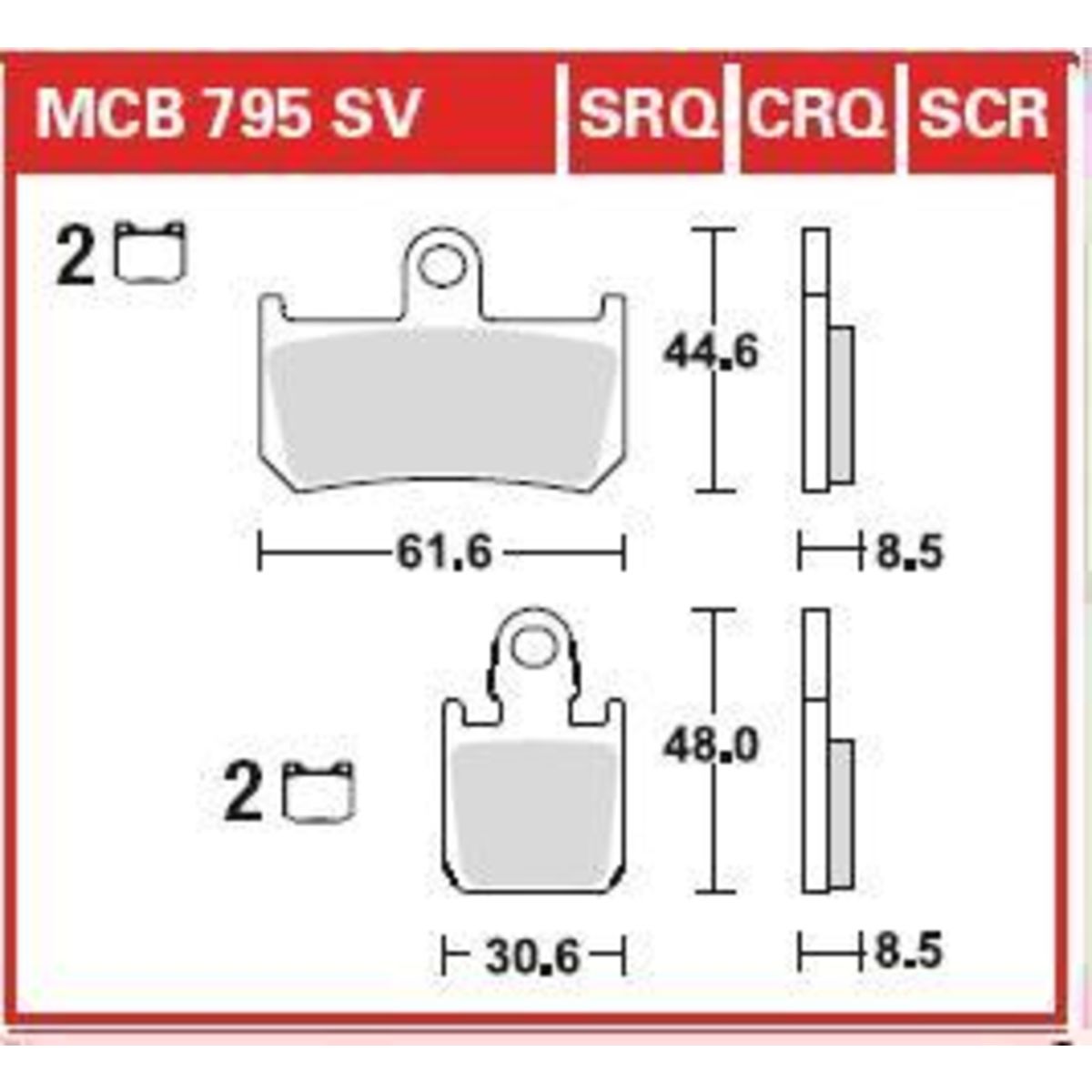 Bremsbelagsatz, ohne Straßenzulassung TRW MOTO MCB795SCR