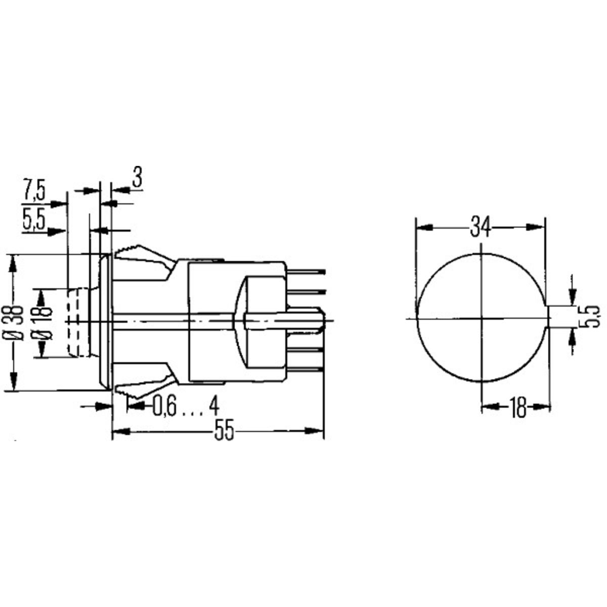 HELLA Interrupteur Signal Détresse 12V Montage Encastré Avec Éclairage Rouge - 6HF 003 916-011