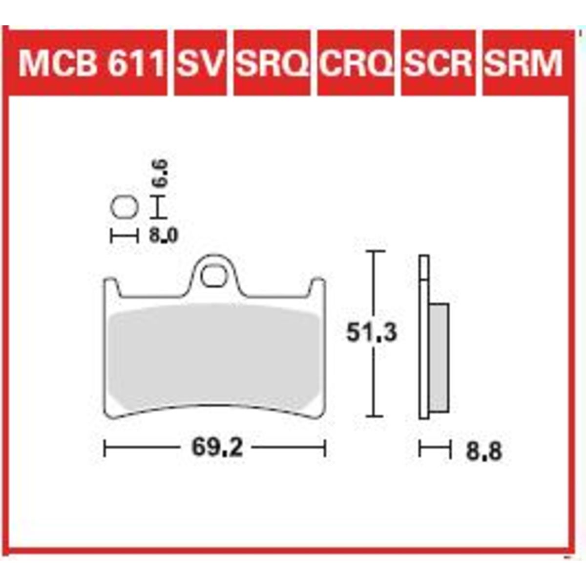 Bremsbelagsatz, ohne Straßenzulassung TRW MOTO MCB611SCR