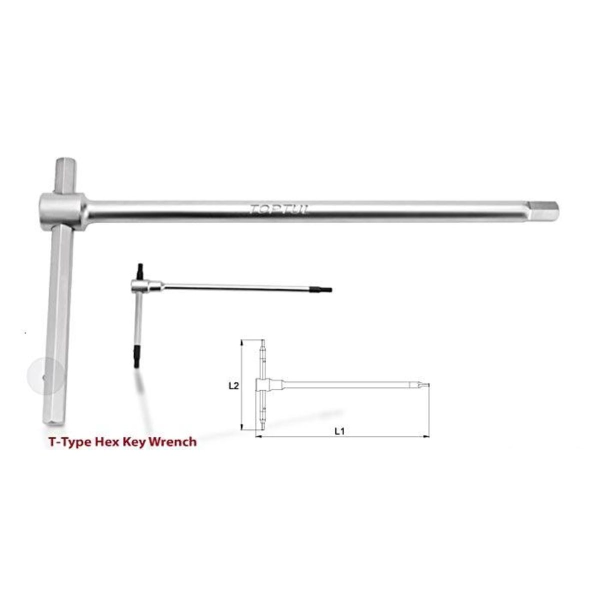 TOPTUL Sechskantschlüssel 19 Mm Extra Lang (380mm) – Chrom-Vanadium, Matt