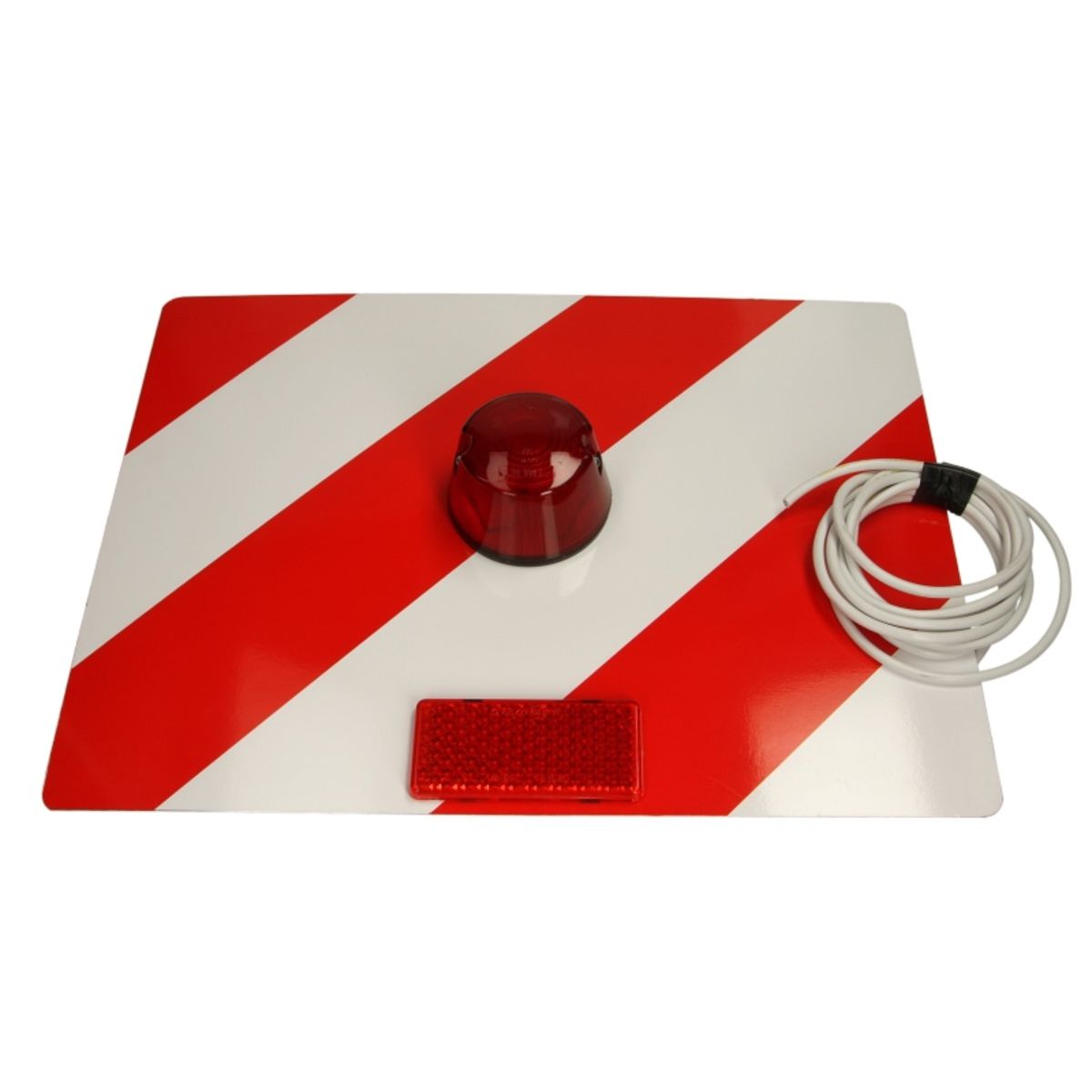Image of Waarschuwingsbord met lampbevestiging, rood, zonder gloeilamp links