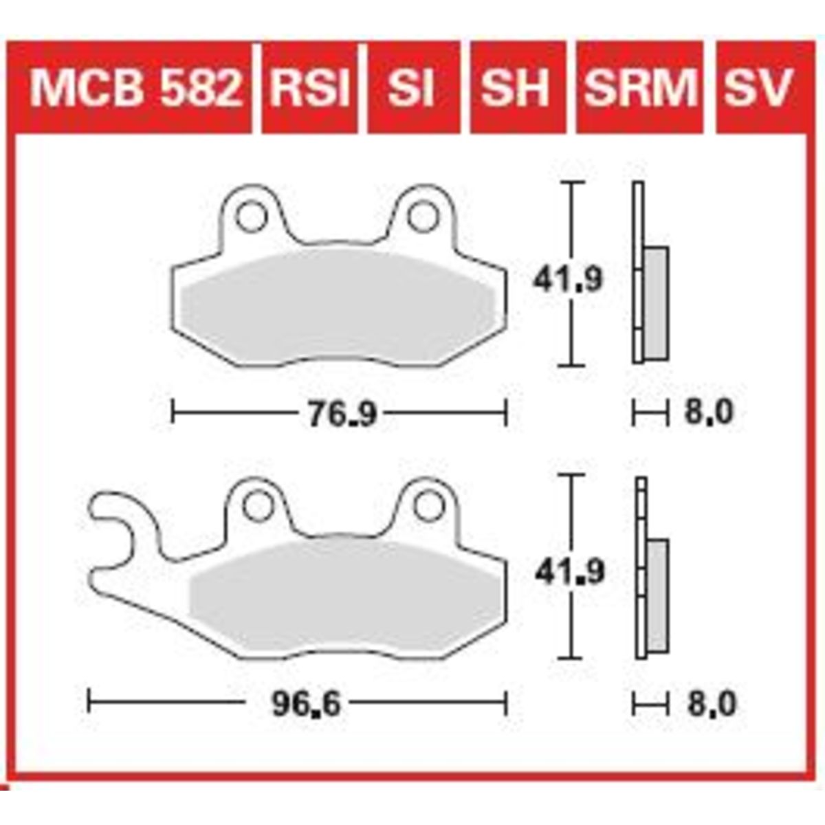 Bremsbelagsatz, ohne Straßenzulassung TRW MOTO MCB582SRM