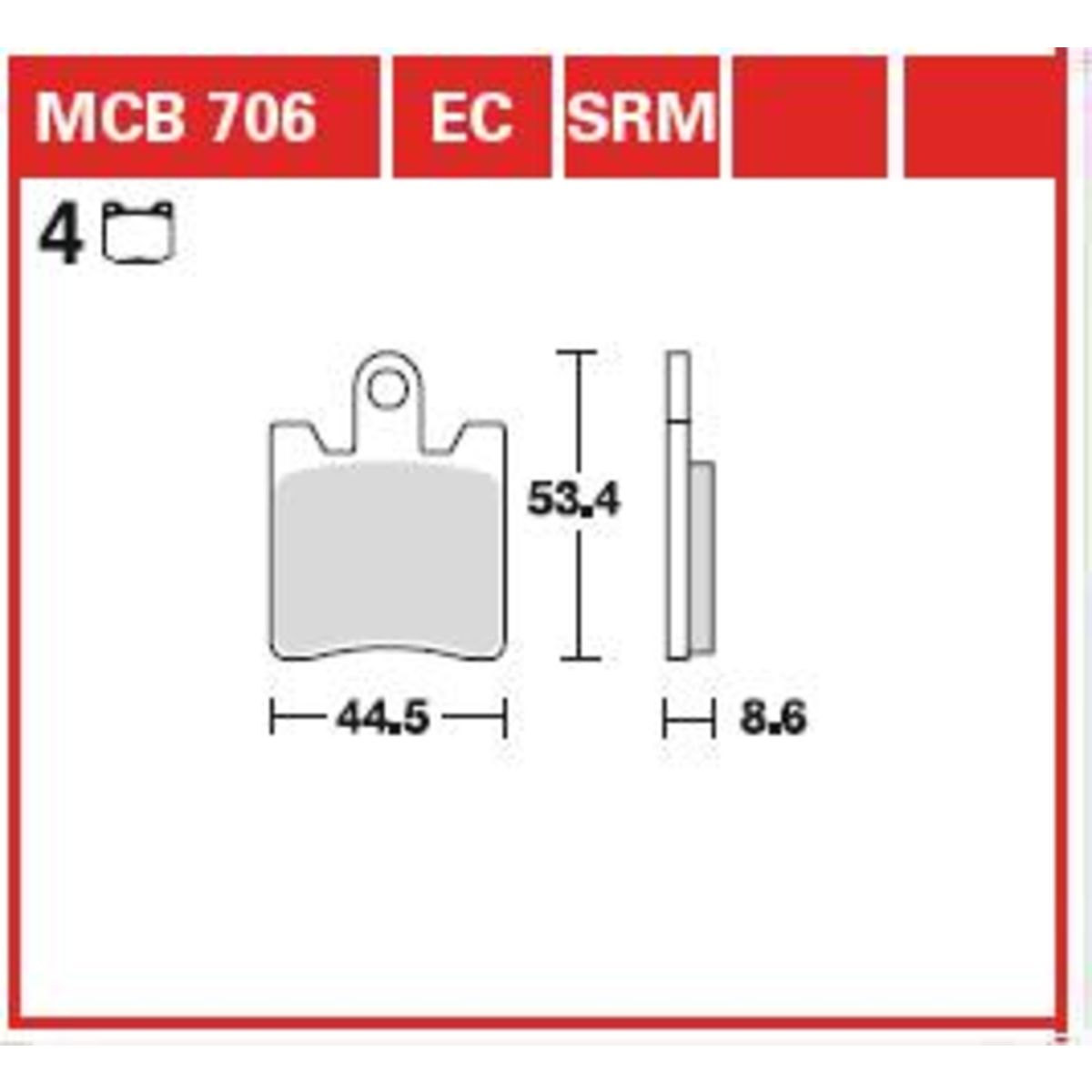 Bremsbelagsatz, ohne Straßenzulassung TRW MOTO MCB706EC
