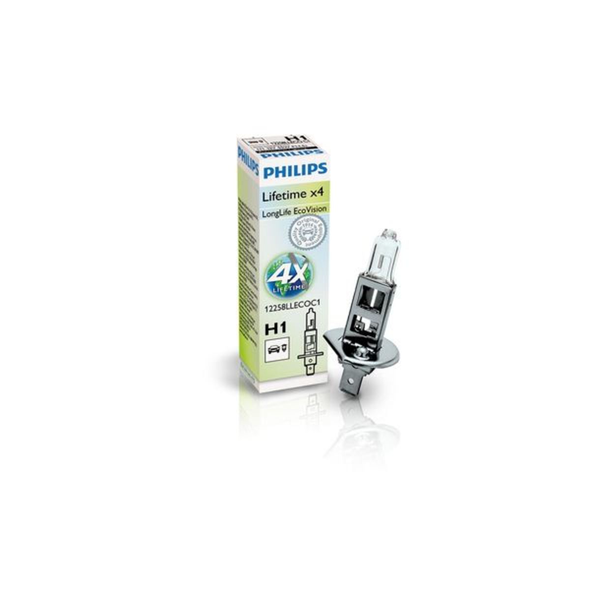 Ampoule halogène PHILIPS H1 LongLife EcoVision 12V, 55W