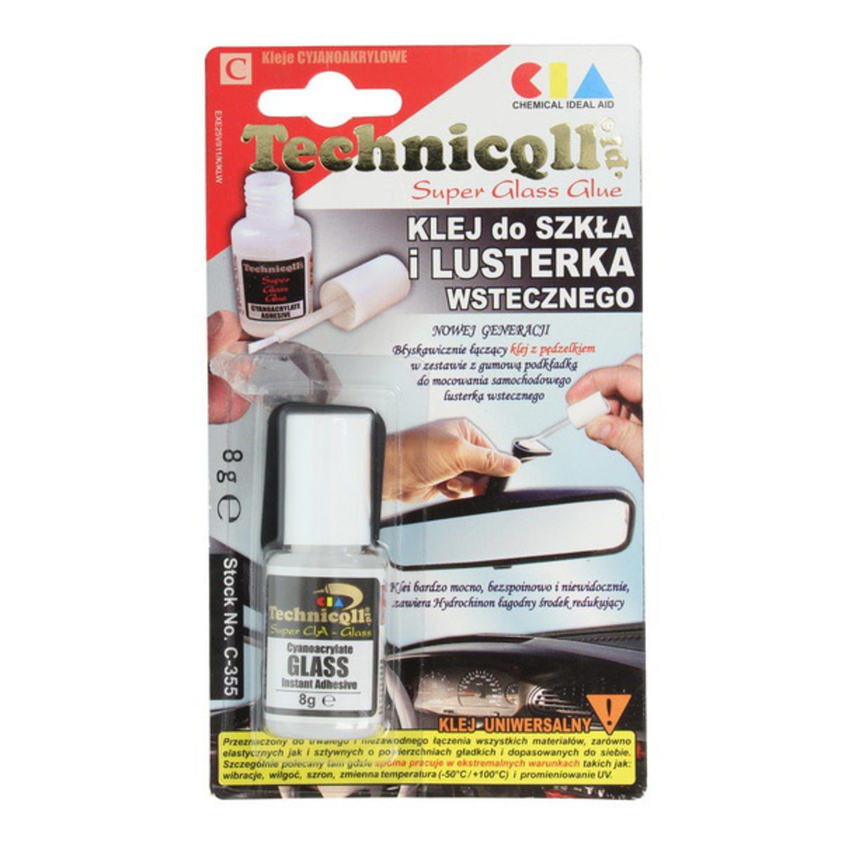 Klej sekundowy TECHNICQLL Super Glass Glue, 8 gram Sklep Inter Cars