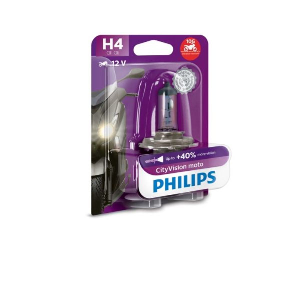 Ampoule halogène PHILIPS H4 CityVision Moto 12V, 60/55W