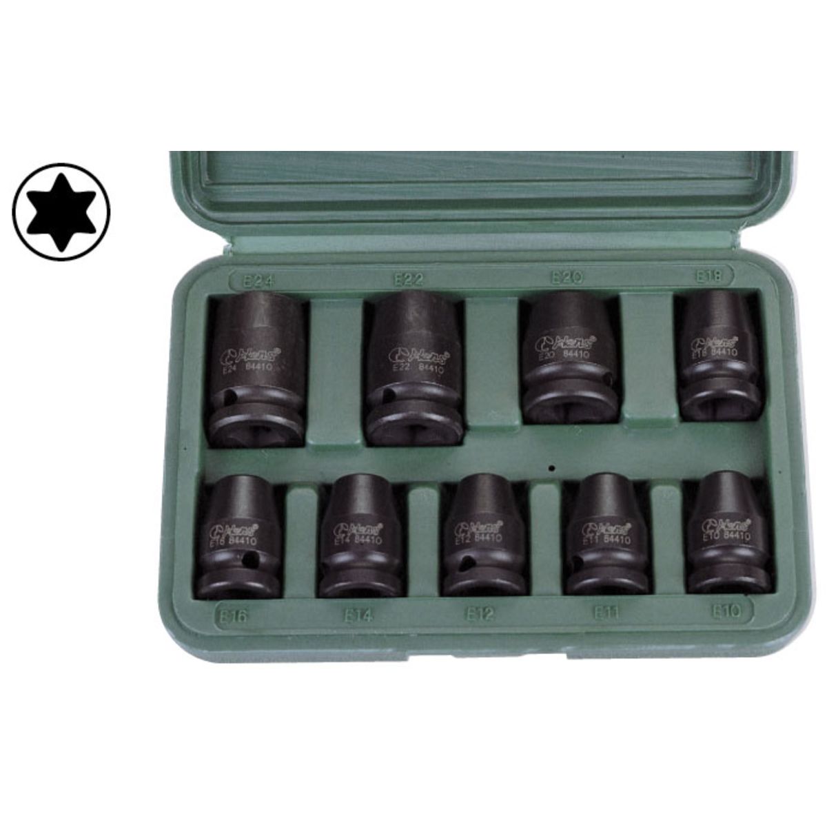 Image of TORX slagmoerdoppenset  1/2 9 stuks T10-T24