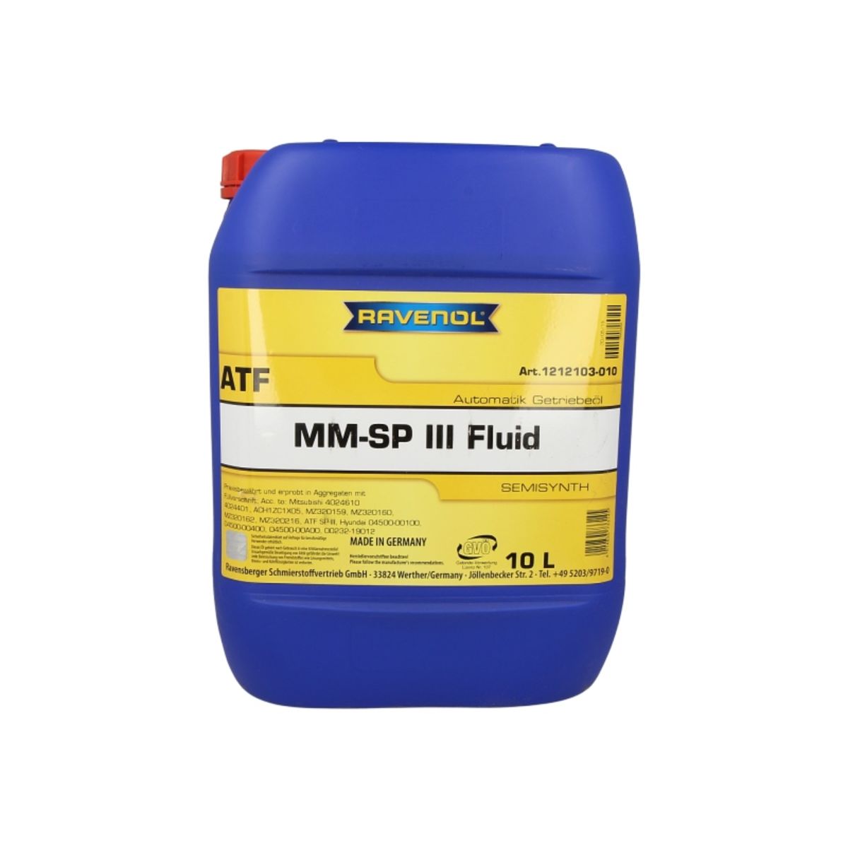 Huile de transmission RAVENOL 1212103 ATF MM SP-IIIFLUID 10L