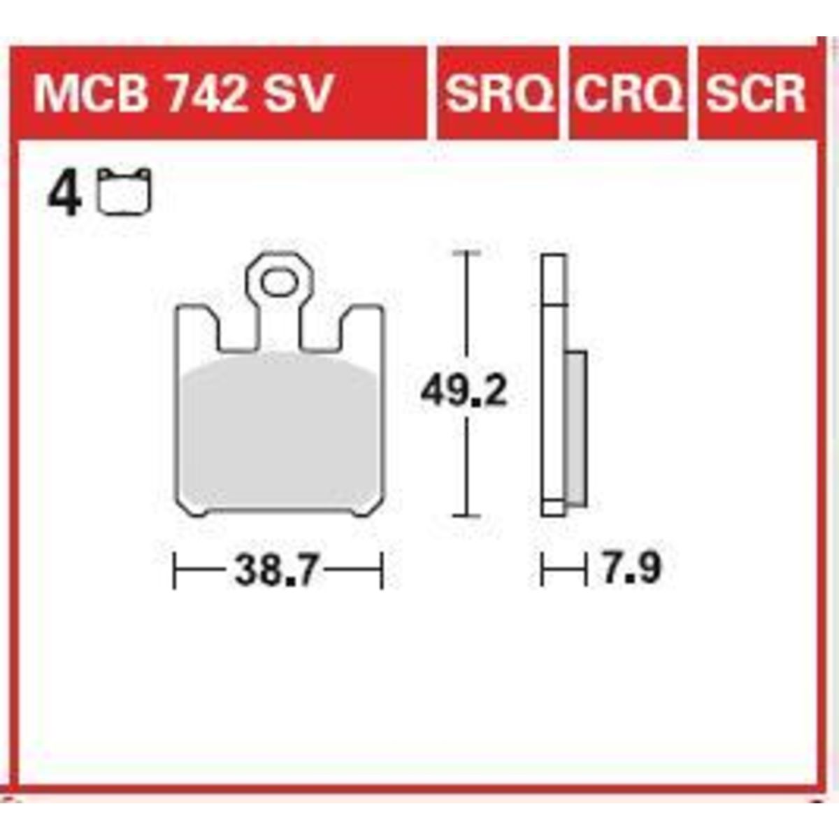 Bremsbelagsatz, ohne Straßenzulassung TRW MOTO MCB742SCR