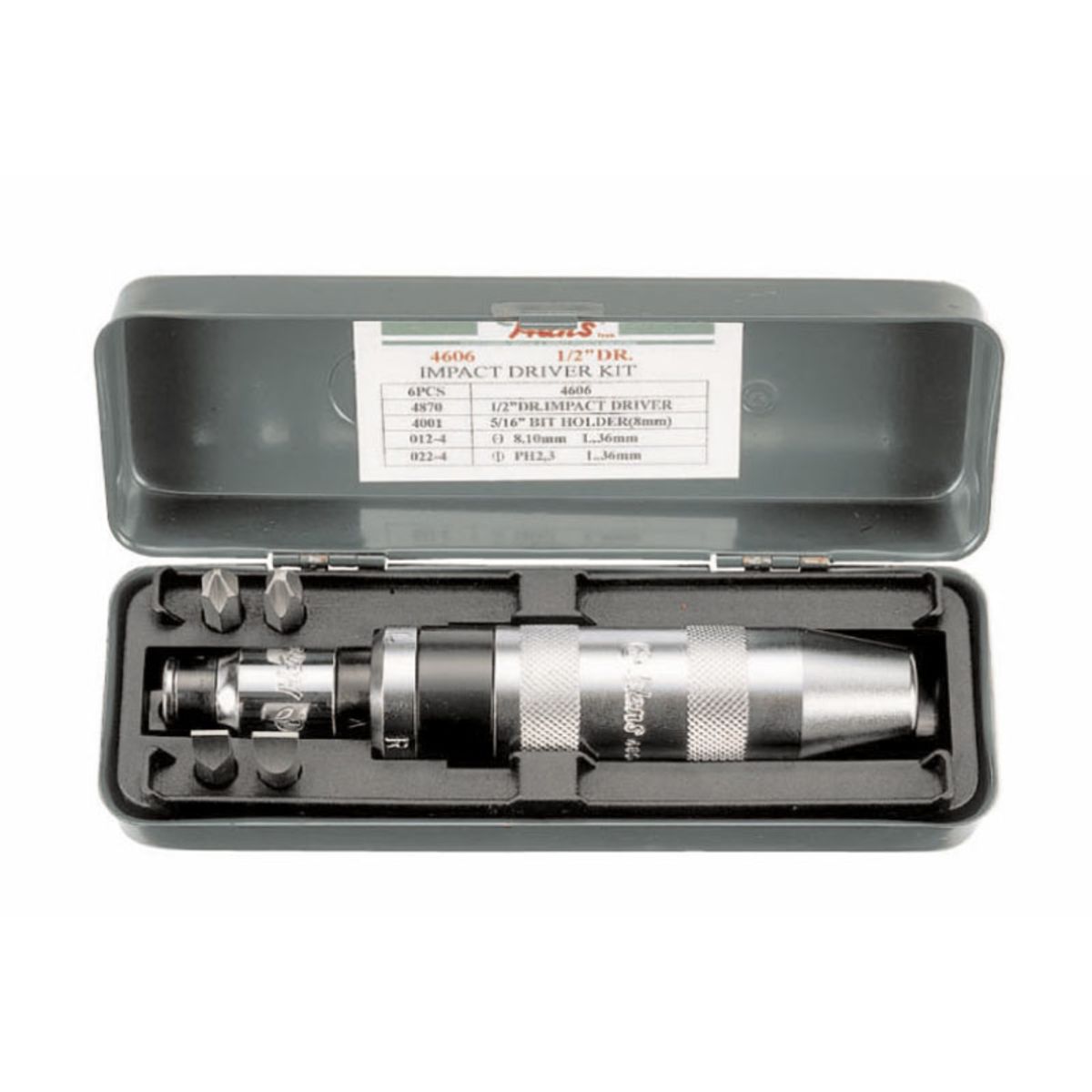 Image of Slagschroevendraaier  1/2 5/16 Bitadapter Bits sleuf 8 10mm PH2 PH3