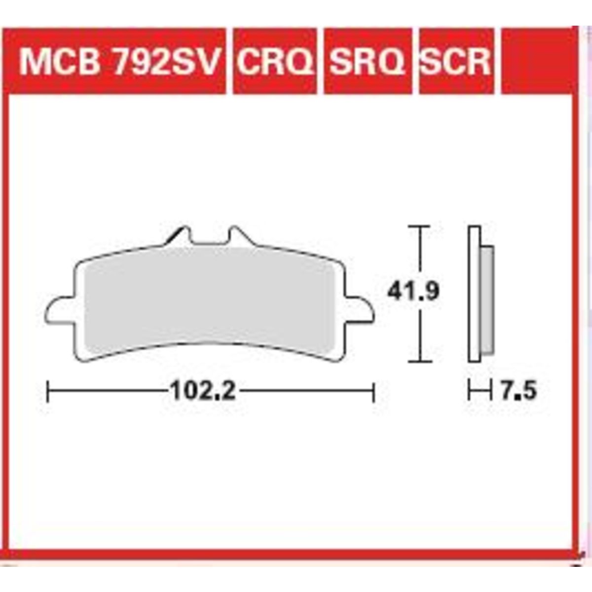 Bremsbelagsatz, ohne Straßenzulassung TRW MOTO MCB792SCR