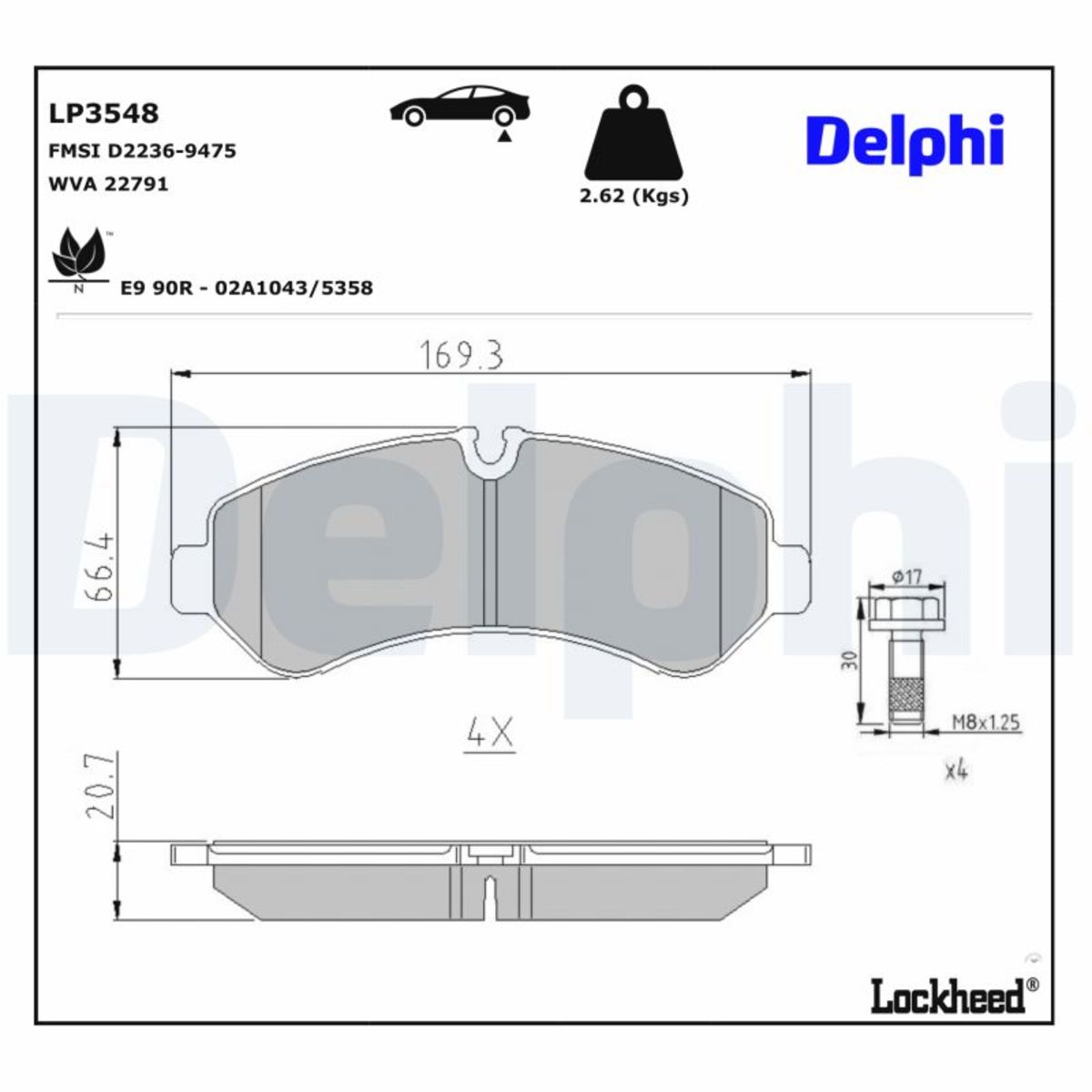 Delphi Bremsbelagsatz Lp3548, Hinten