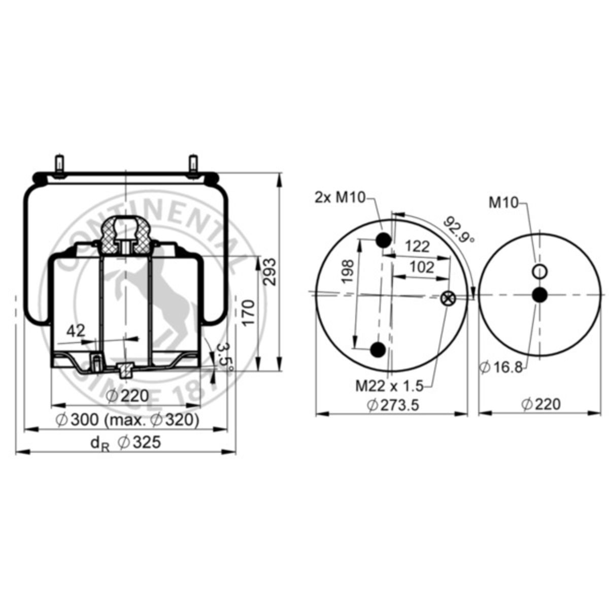 Image of Balgen voor de luchtvering CONTINENTAL 6751 N P02 R