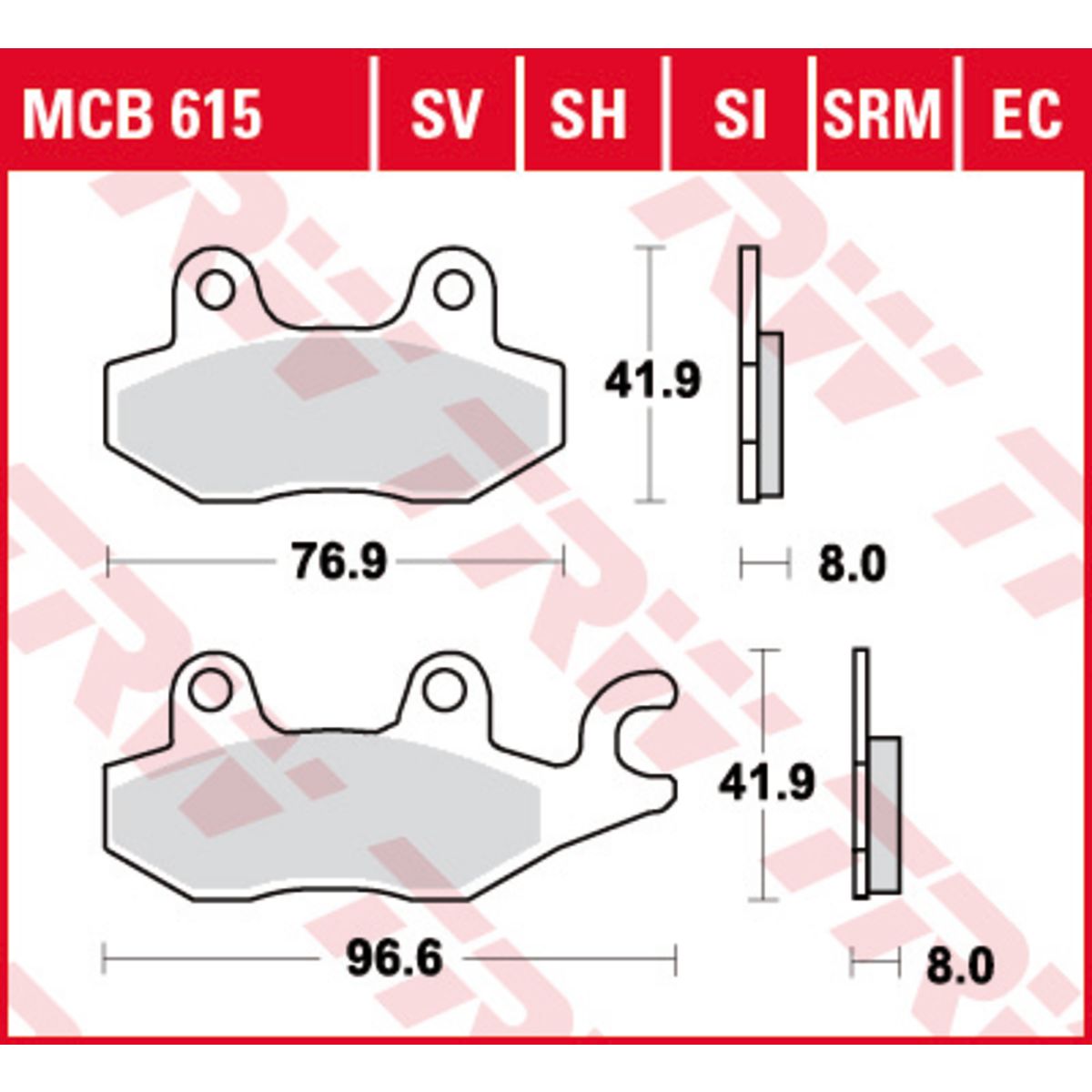 Bremsbelagsatz, ohne Straßenzulassung TRW MOTO MCB615EC