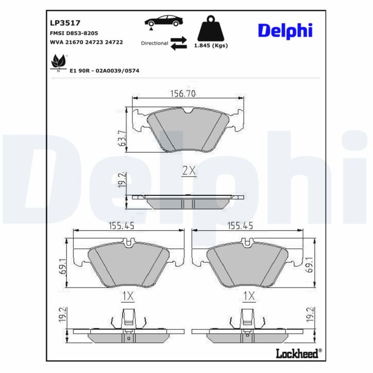 Delphi Bremsbelagsatz, Scheibenbremse [Hersteller-Nr. LP3517] für Mercedes-Benz - Bild 9