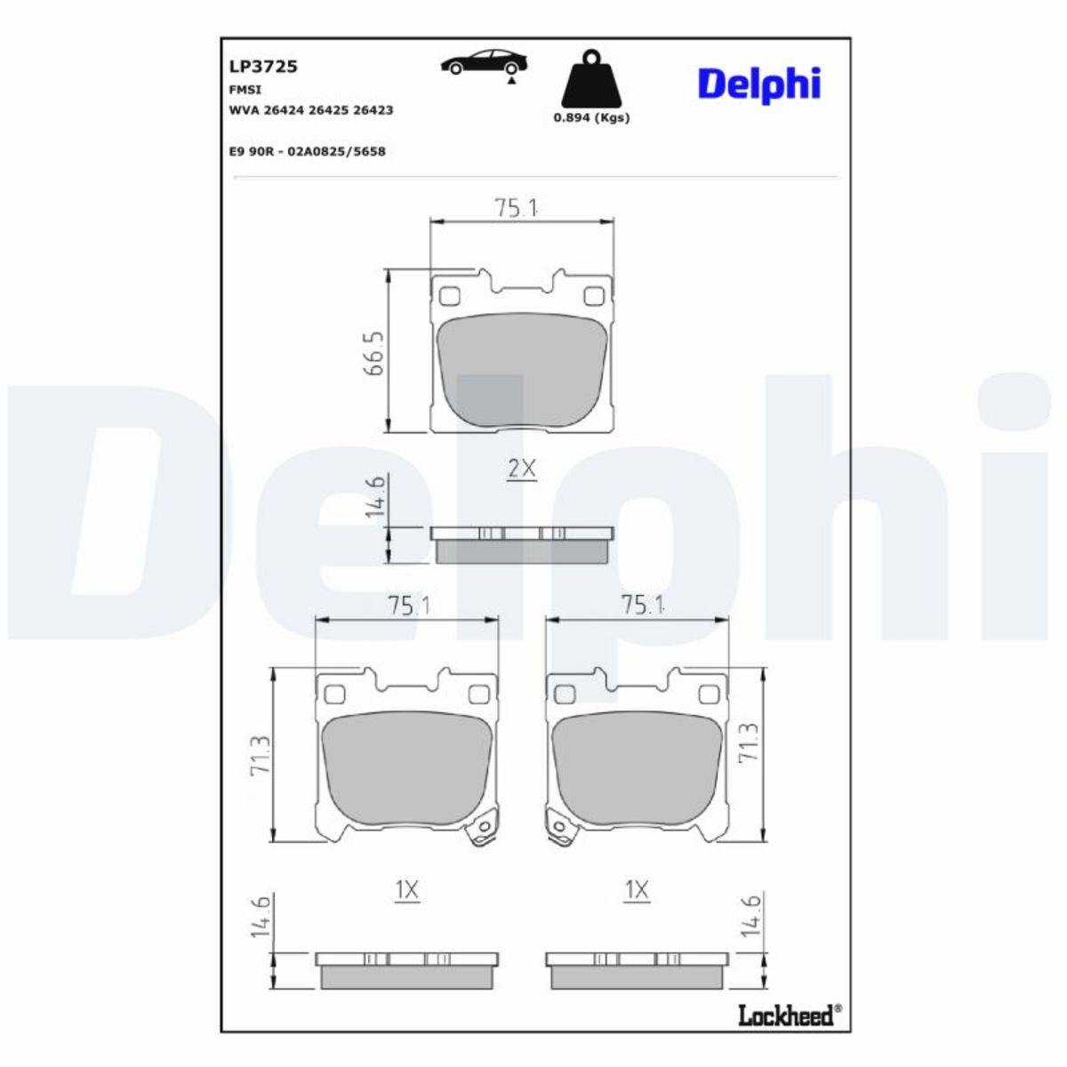 Für DELPHI LOCKHEED HAMULCE LP3725 HAM PADS. KPL - Bild 6