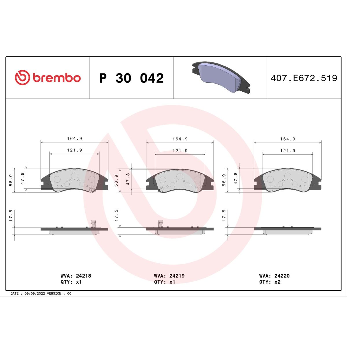 Brembo Jeu De Plaquettes De Frein P 30 042