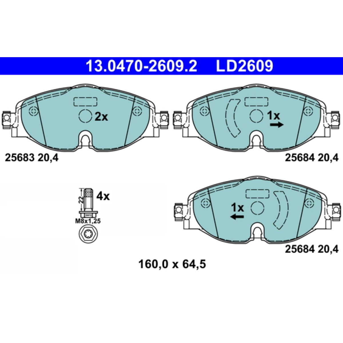 Bremsbelagsatz ATE 13.0470-2609.2, Vorne, Keramik