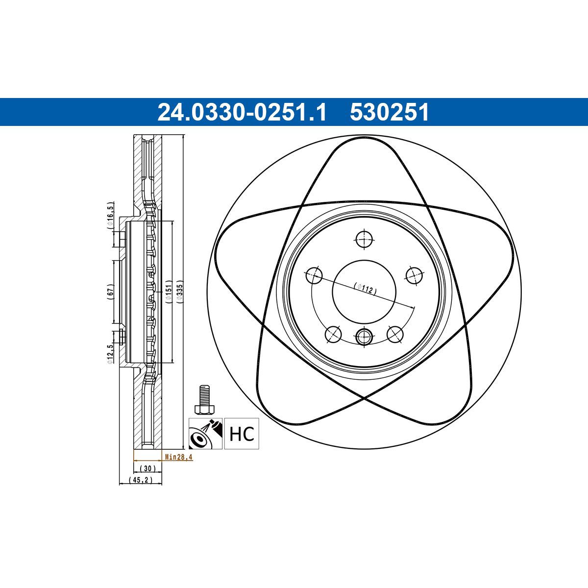 Bremsscheibe PowerDisc ATE 24.0330-0251.1