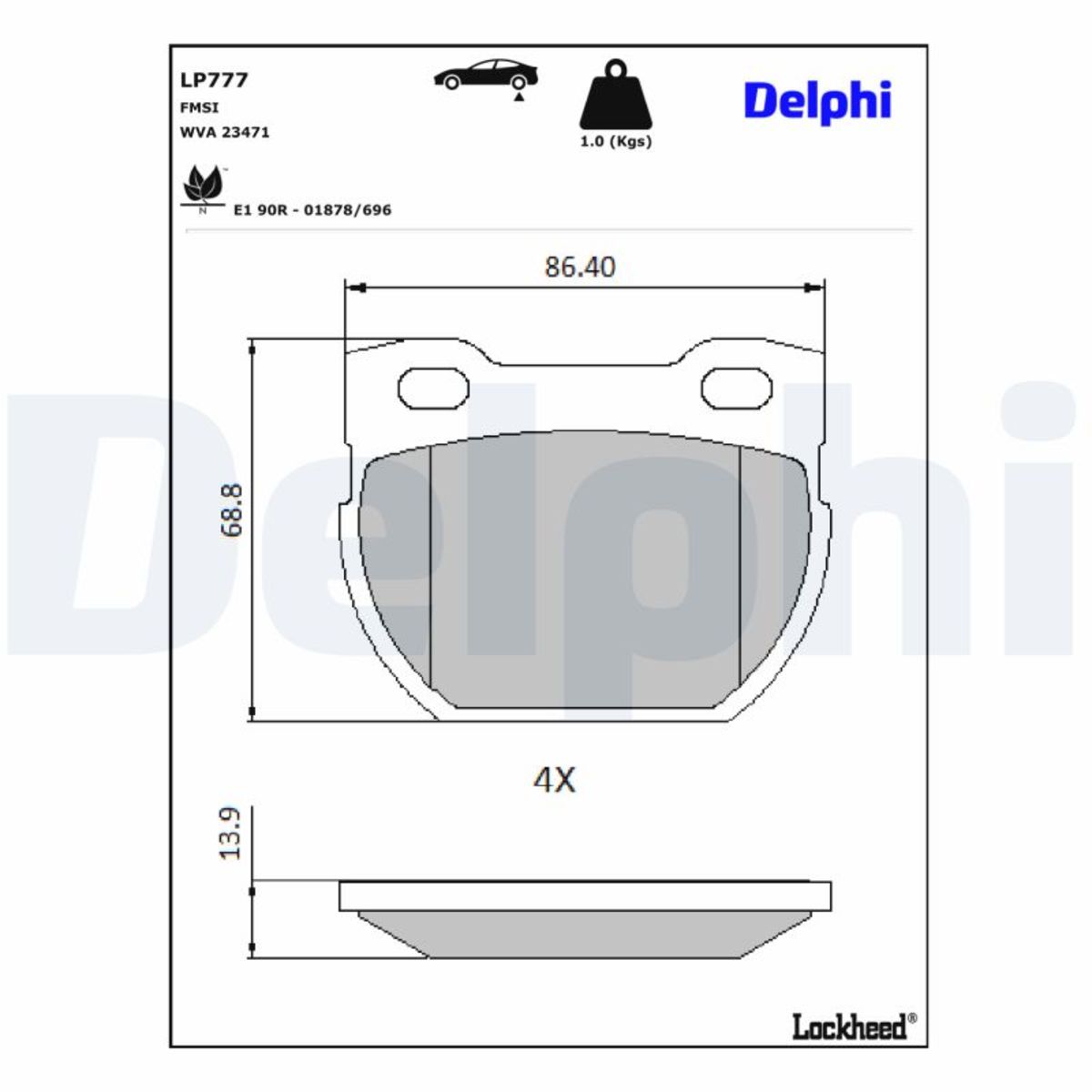 Delphi Bremsbelagsatz Lp777, Hinten