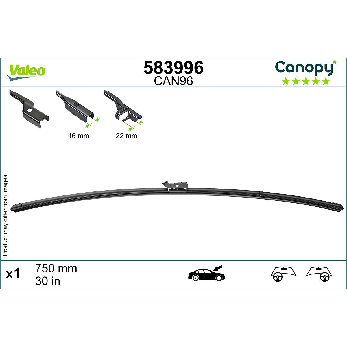 Wisserblad  Canopy , 750mm, Voor, 1 Stuk