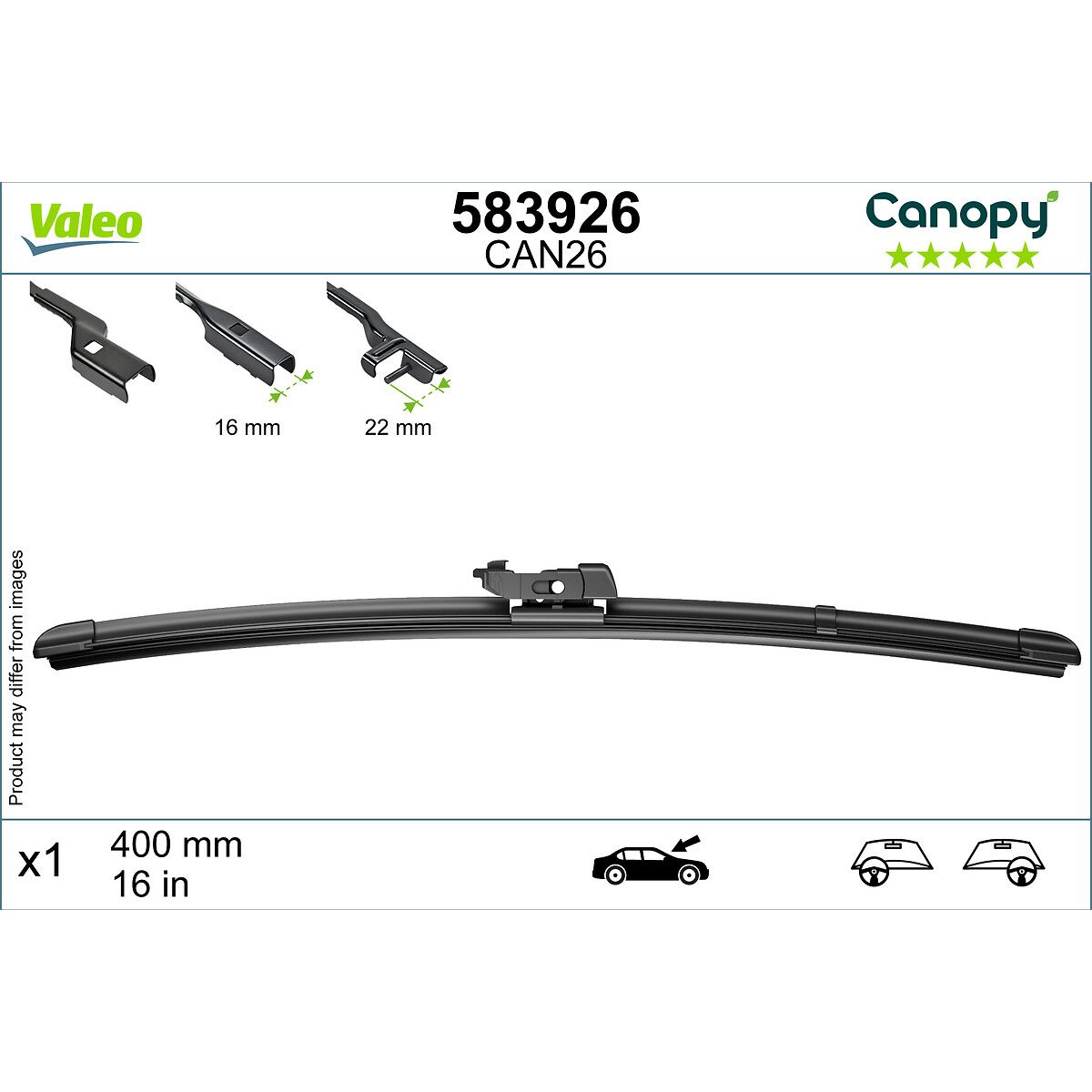 Wisserblad  Canopy , 400mm, Voor, 1 Stuk