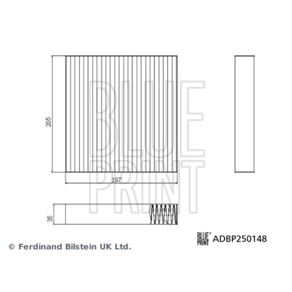 Innenraumluftfilter mit Aktivkohle BLUE PRINT ADBP250148