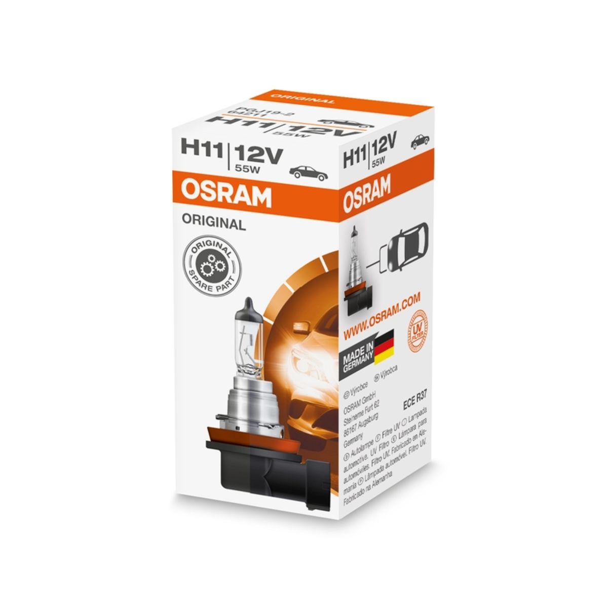 Osram Lampada Alogena H11 Standard 12V, 55W, 1 Pezzo