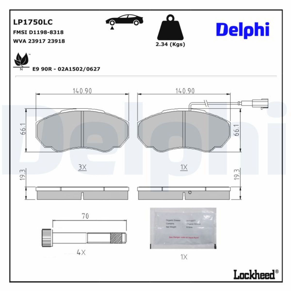 Bremsbelagsatz DELPHI LP1750LC