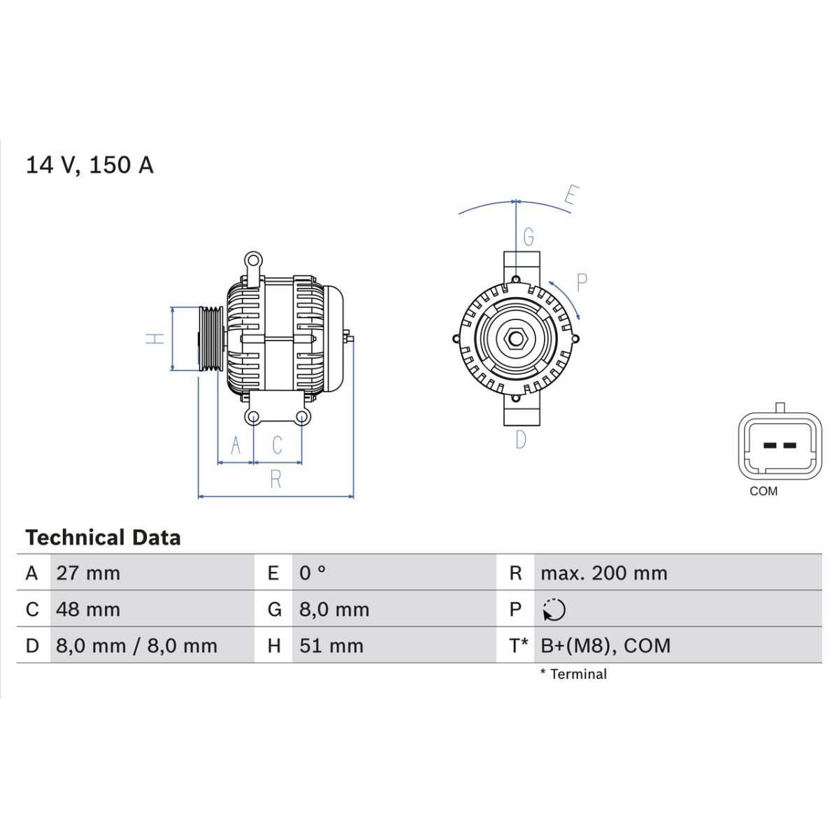 Bosch Alternateur 0 986 048 740, Remanufacturé