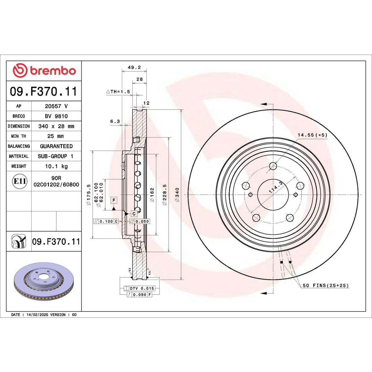 Bremsscheibe BREMBO 09.F370.11