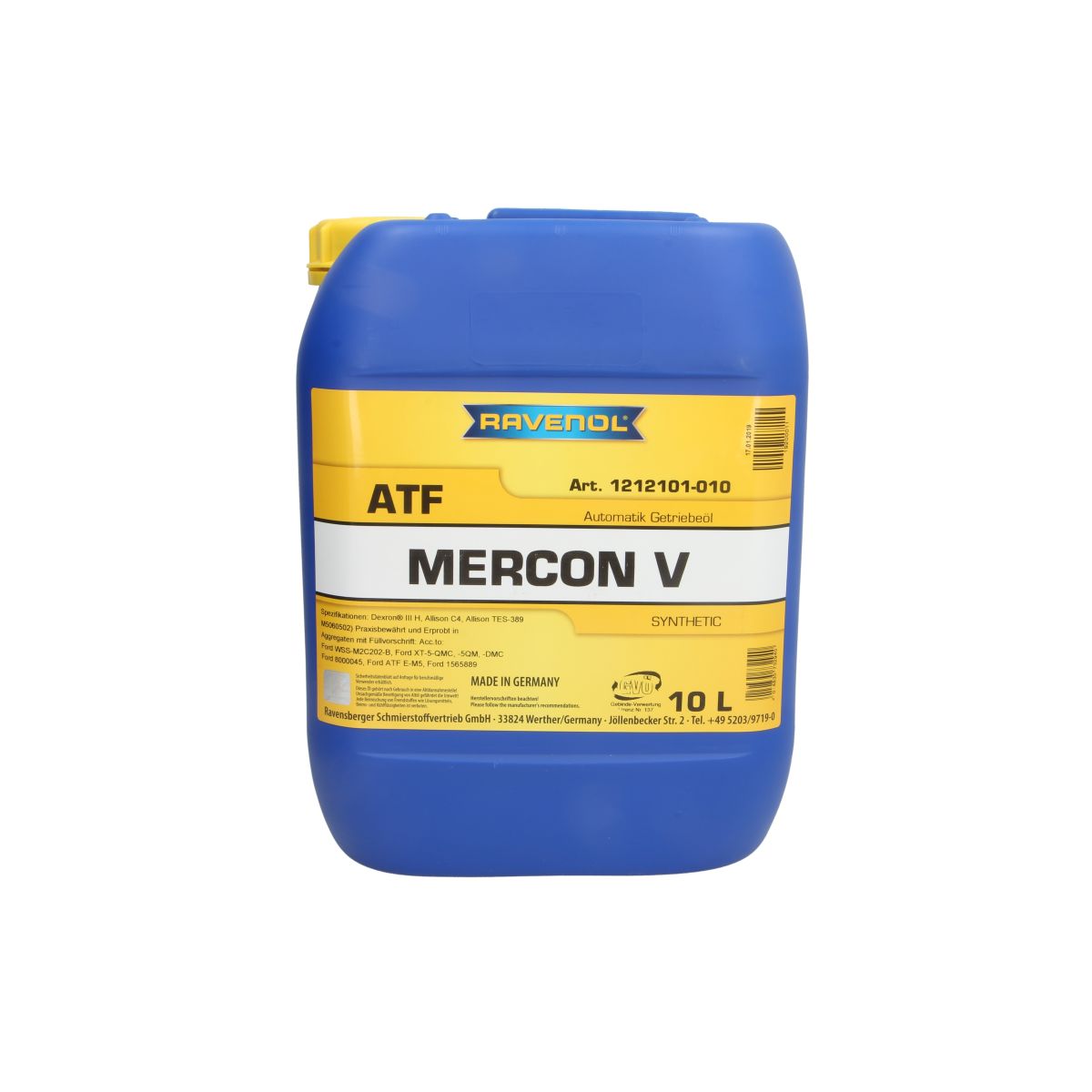 Huile de transmission RAVENOL 1212101 ATF MERCON V 10L