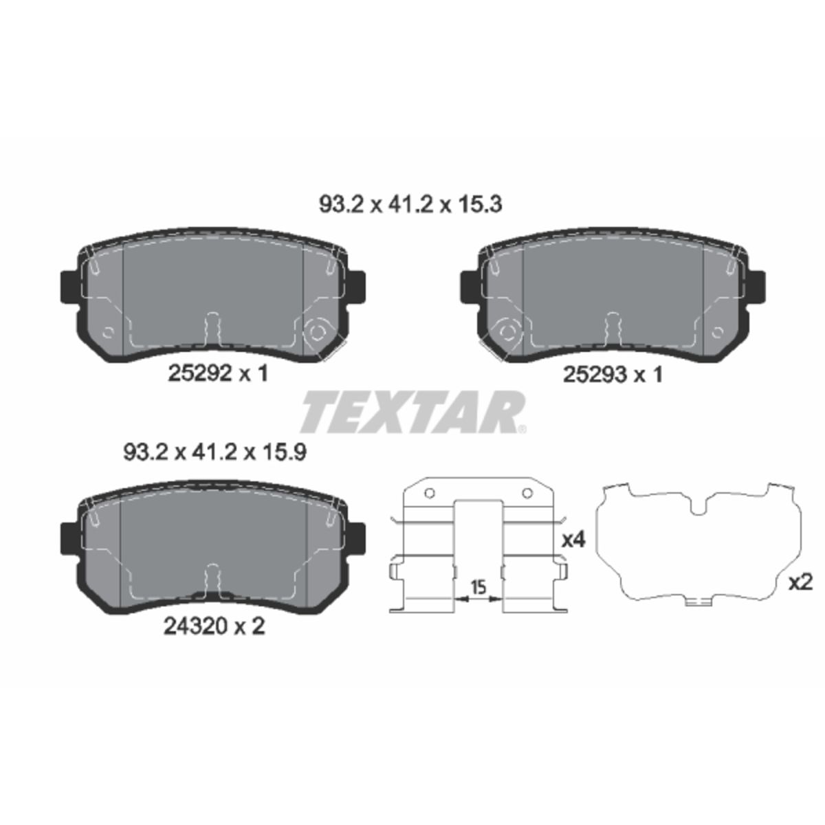 Bremsbelagsatz Textar 2529201, Hinten