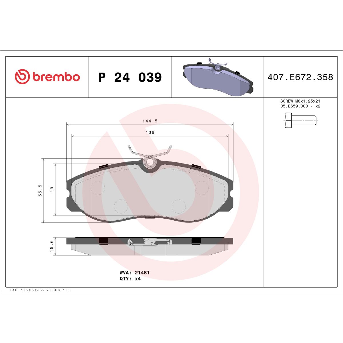 Brembo Bremsbelagsatz P 24 039