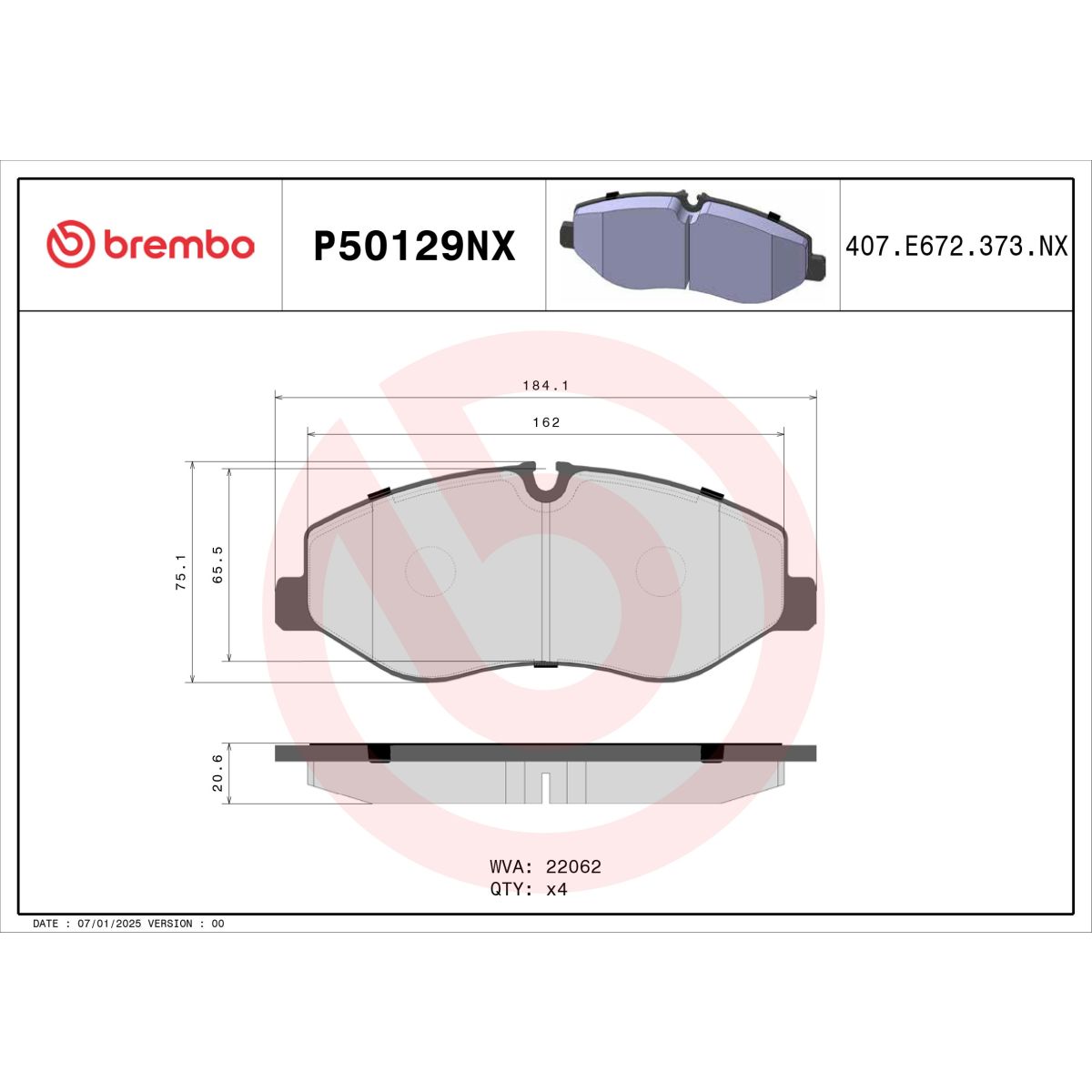 Bremsbelagsatz BREMBO P50129NX