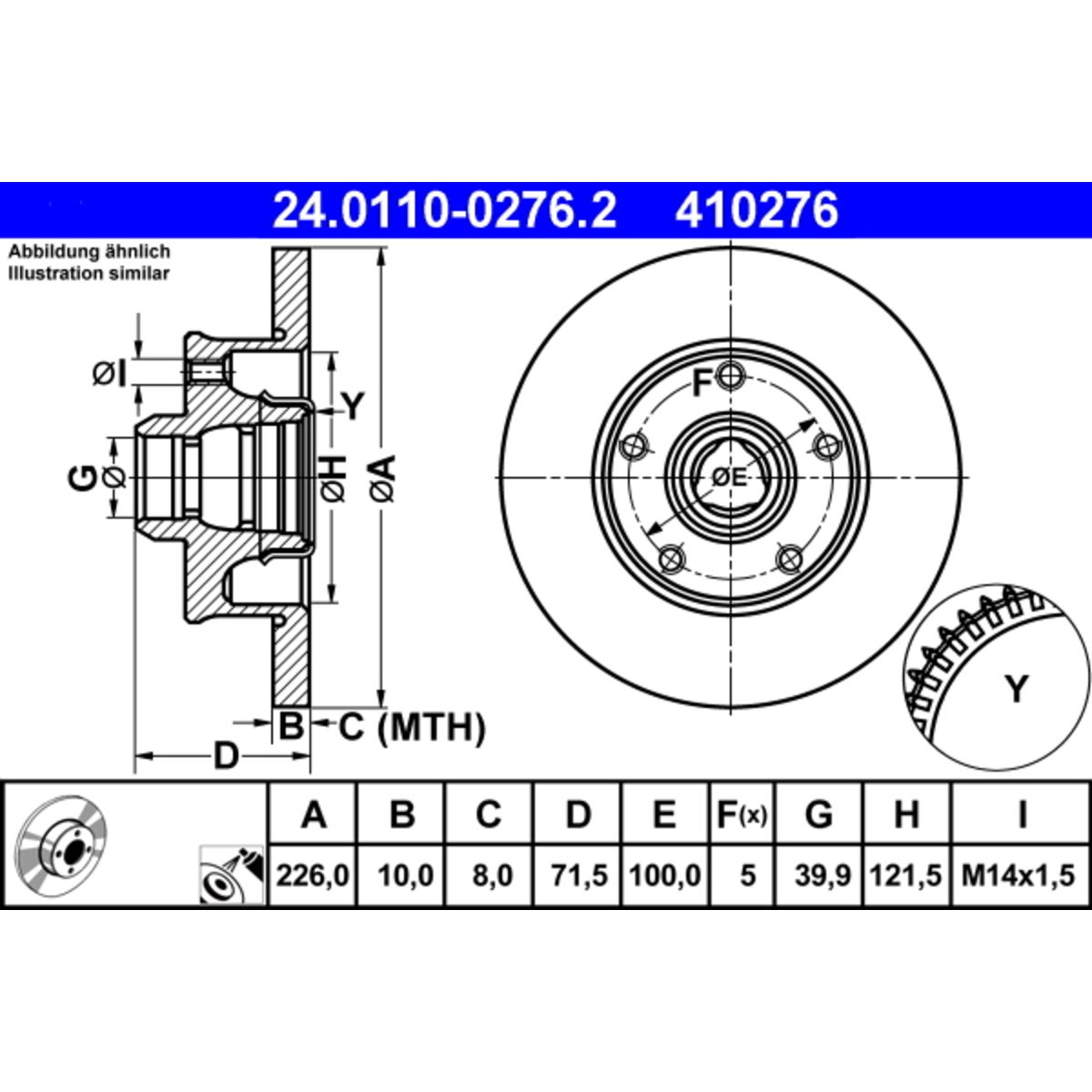 Disque De Frein Ate 24.01100276.2 Seat;Volkswagen - Image 4