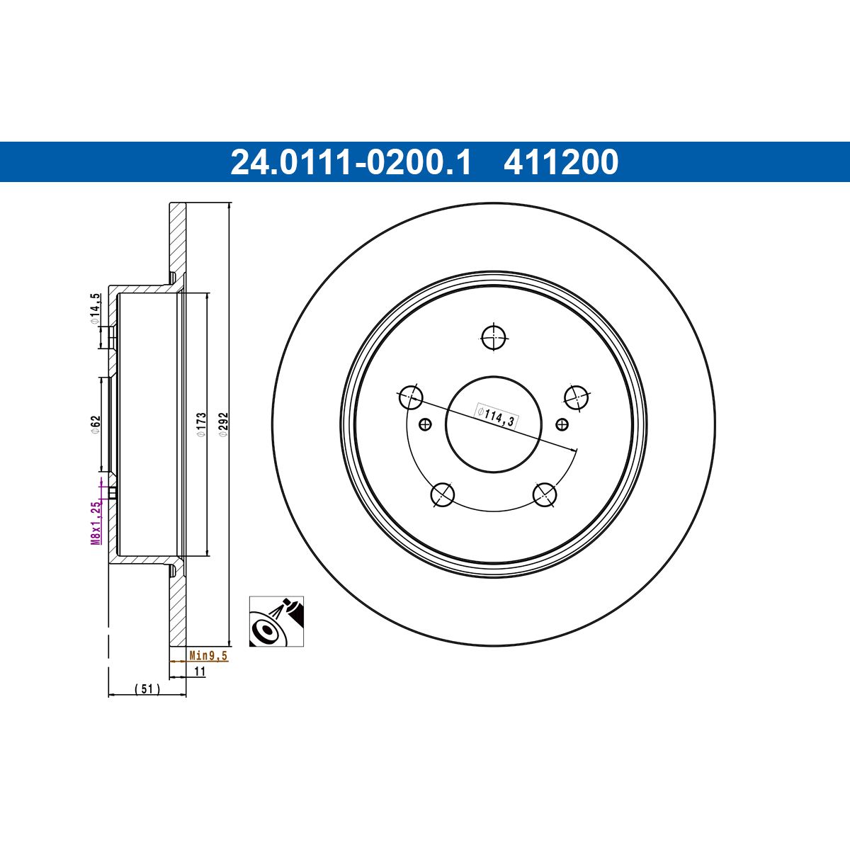Bremsscheibe ATE 24.0111-0200.1