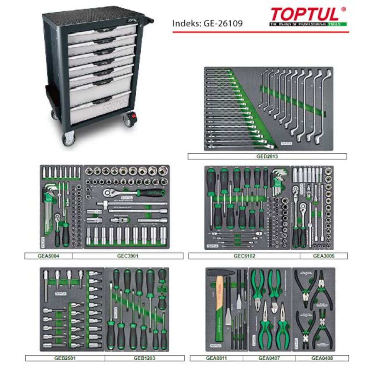 Werkzeugwagen mit Ausstattung TOPTUL GE-26109