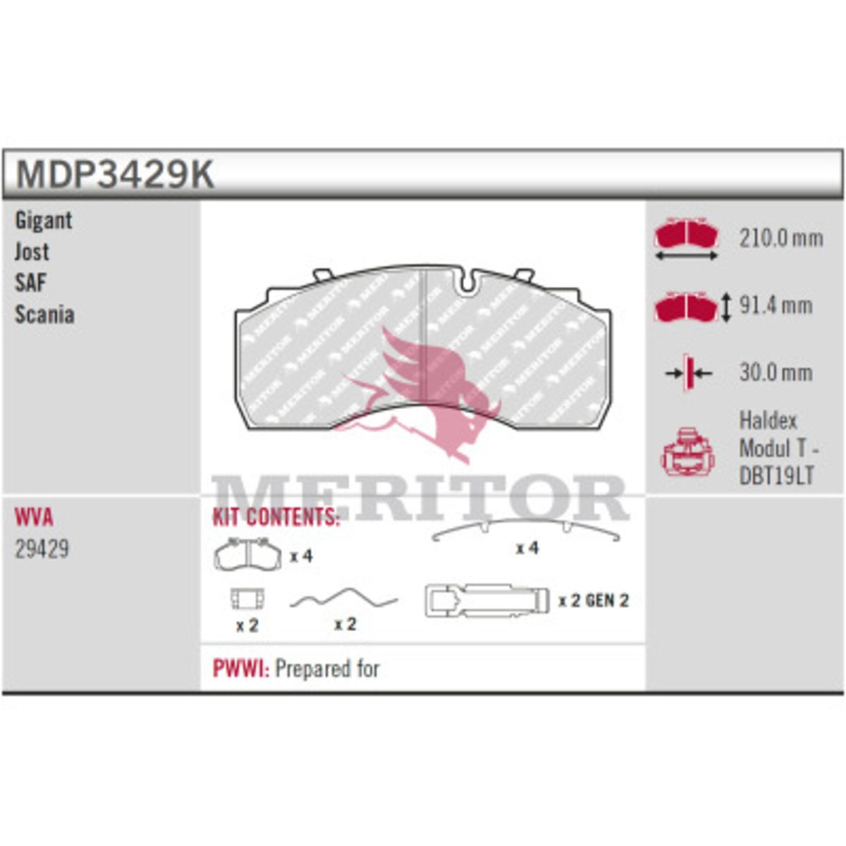 Bremsbelagsatz MERITOR MDP3429K