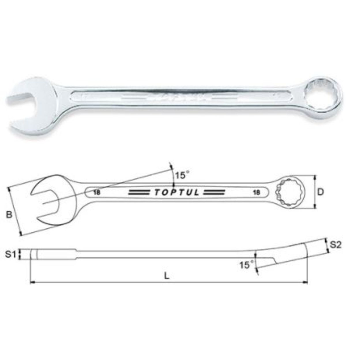 Schraubenschlüssel, Maulschlüssel TOPTUL 16 mm