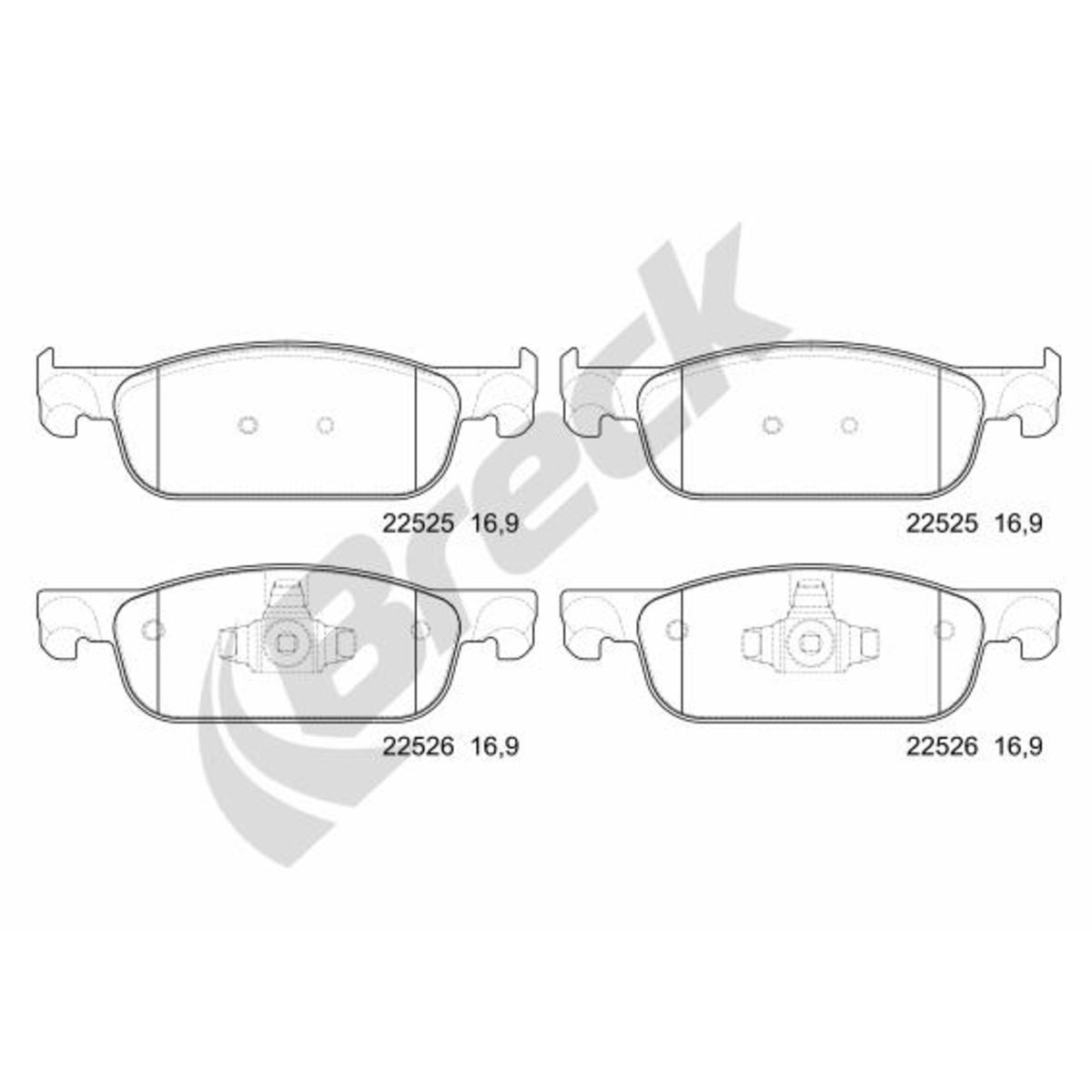 Set di pastiglie freno BRECK 22525 00 702 00, anteriore