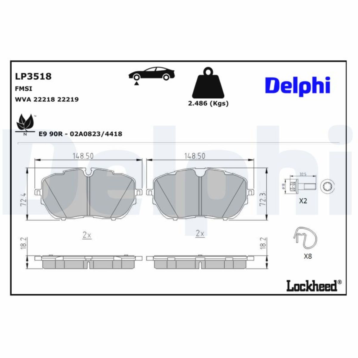 Delphi Bremsbelagsatz, Scheibenbremse [Hersteller-Nr. LP3518] für Vauxhall, Citroën, Opel, Ds, Peugeot - Bild 9