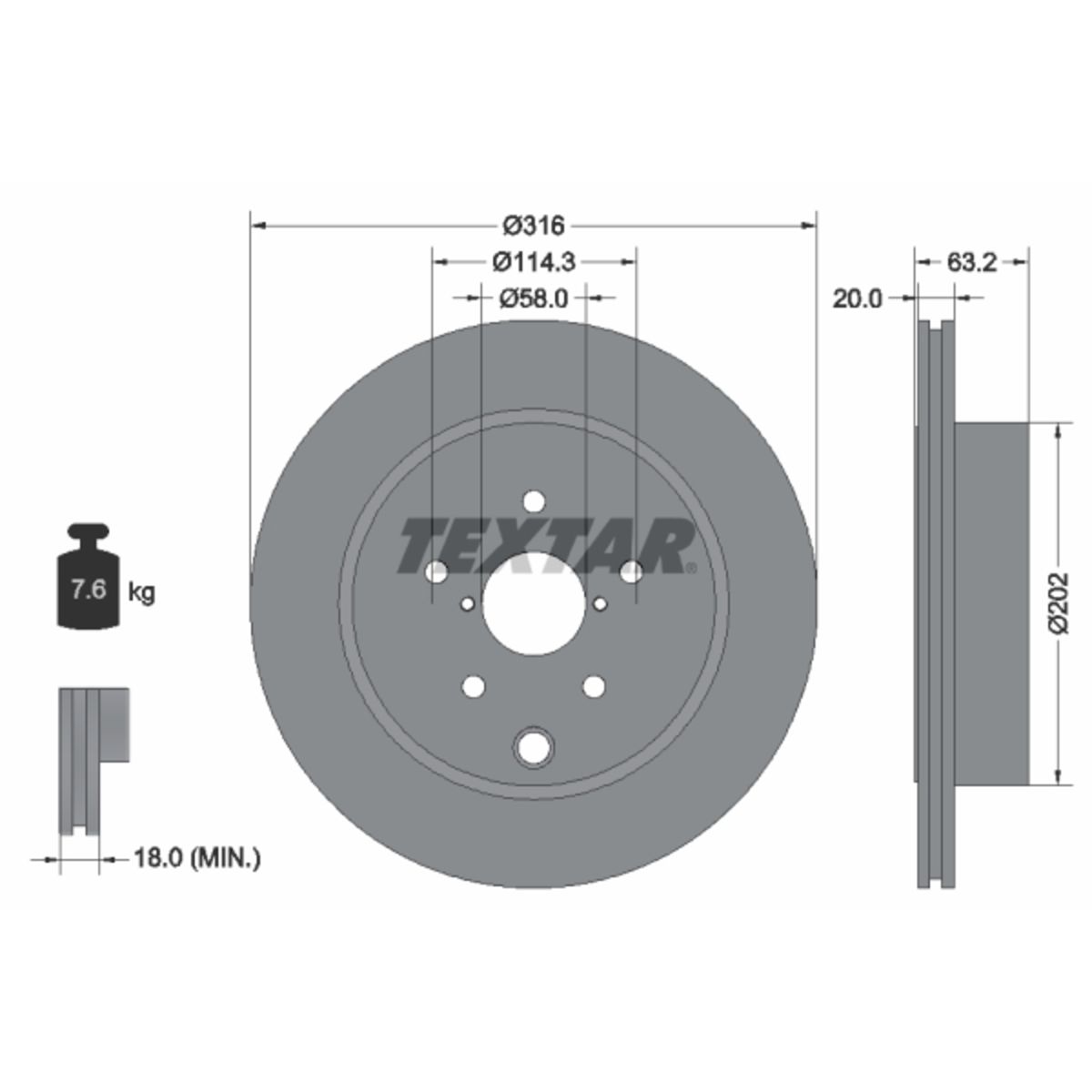 Textar Disque De Frein 92243703 Subaru - Image 3