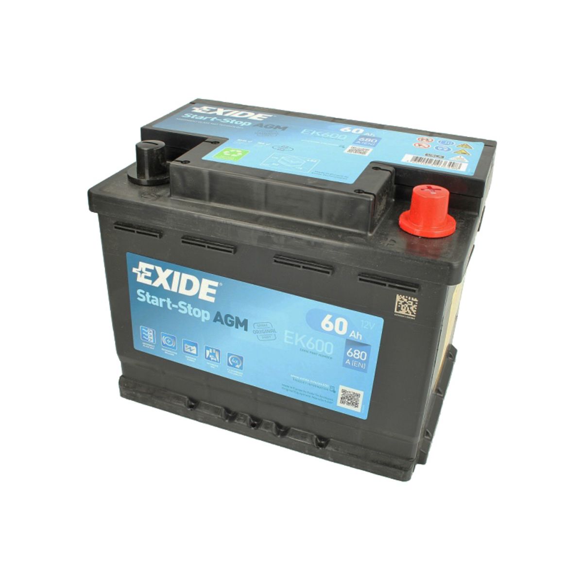 Akumulator EXIDE START STOP AGM EK600 - 60Ah 680A L+ - Sklep Inter Cars