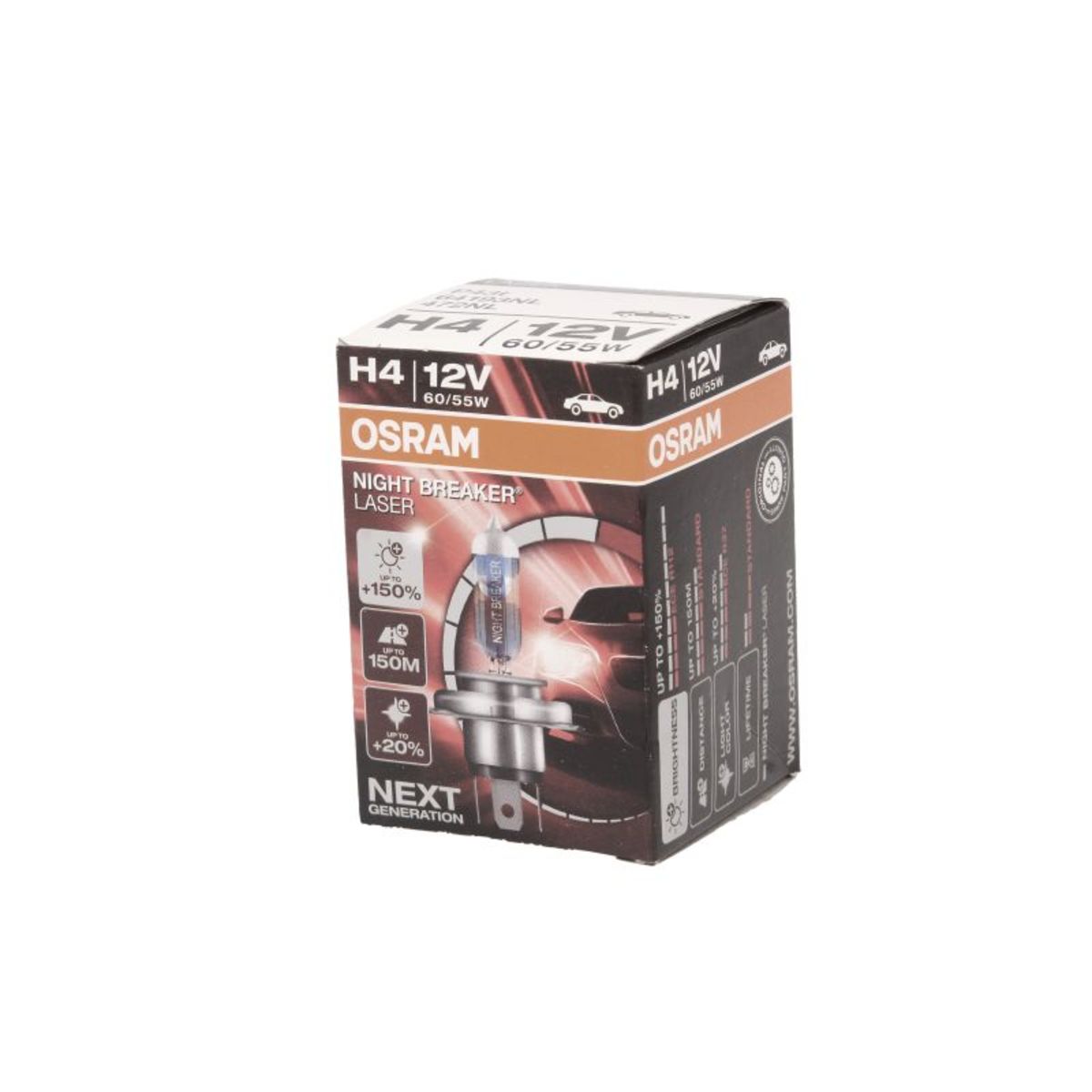 Ampoule halogène OSRAM H4 Night Breaker Laser 12V, 60/55W