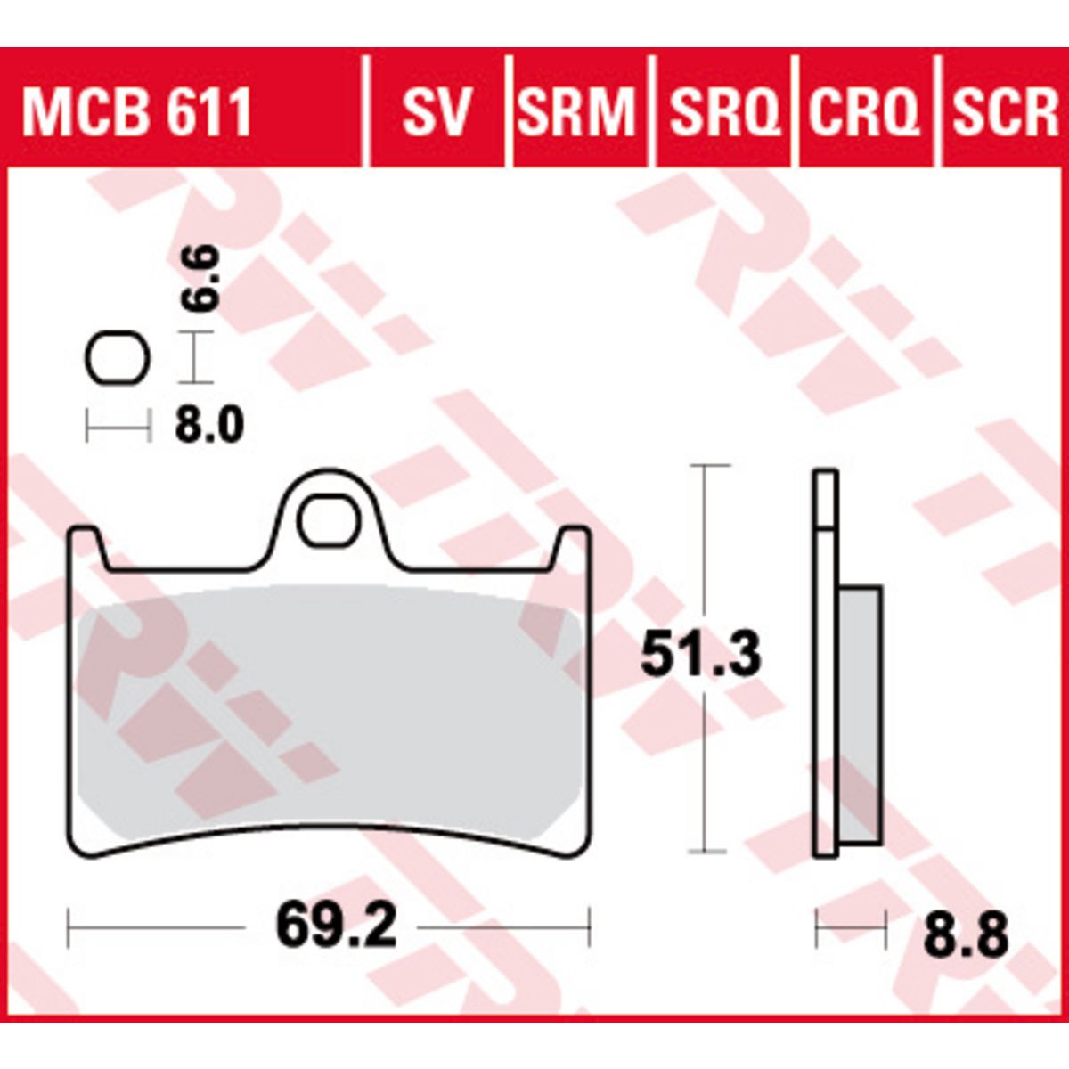 Bremsbelagsatz, ohne Straßenzulassung TRW MOTO MCB611SCR