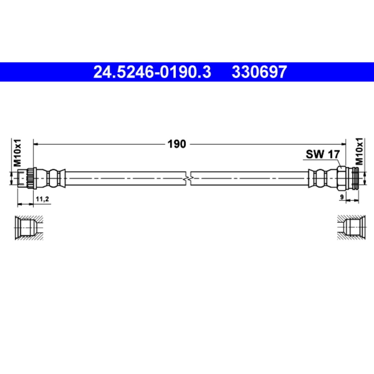 Tubo flessibile freno 24.5246-0190.3 ATE per CITROËN PEUGEOT DS - Immagine 4