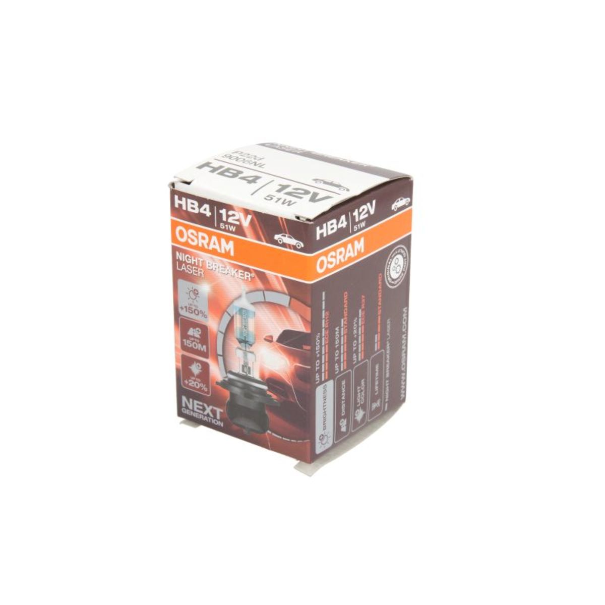 Ampoule halogène OSRAM HB4 Night Breaker Laser 12V, 51W