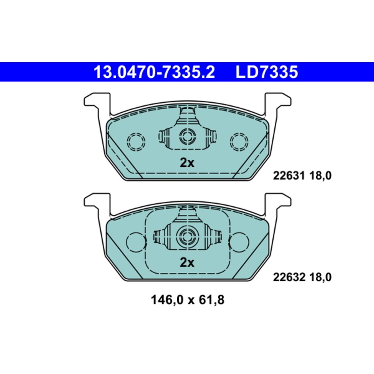 Bremsbelagsatz ATE 13.0470-7335.2, Vorne, Keramik